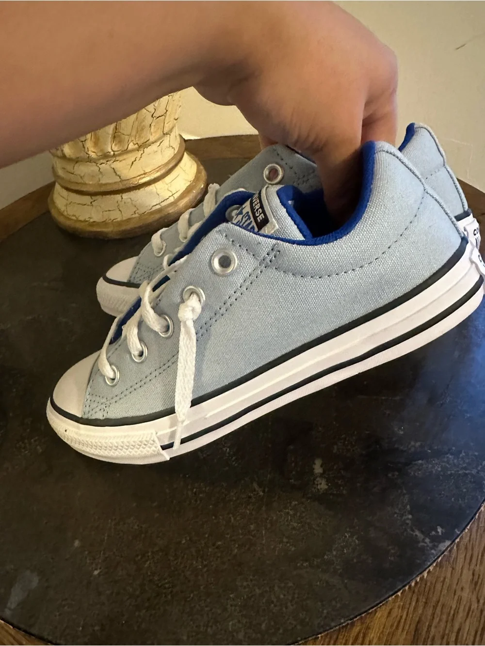 Converse Kids Low Top Sneakers in Light Blue and White